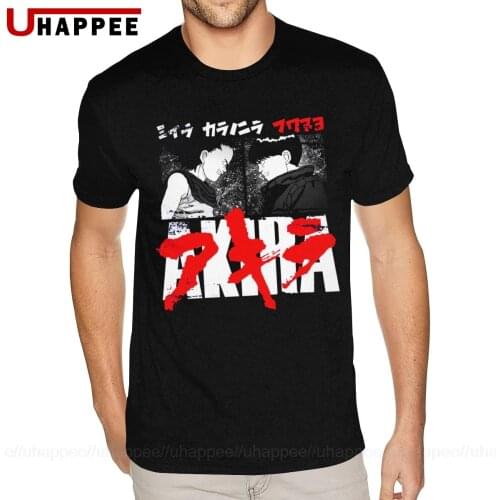 Black Akira Manga Anime Tees Shirt for Men Personalized Short Sleeved Full Cotton Round Neck Tee