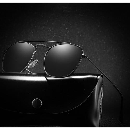 Men Pilot Double Bridge Outdoor Sports Ultralight Round Alloy Oversized Polarized Sunglasses Custom Made Myopia Lens -1 to -6