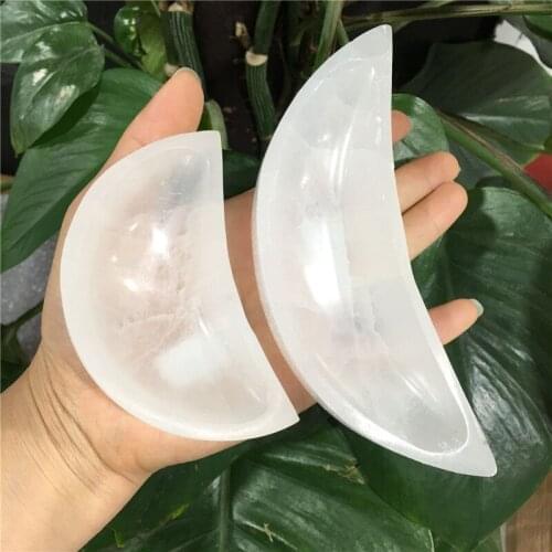 Natural White Original Gypsum Polished Crystal Bowl Stone Gemstone Diy Jewel Collection Healing Home Decor