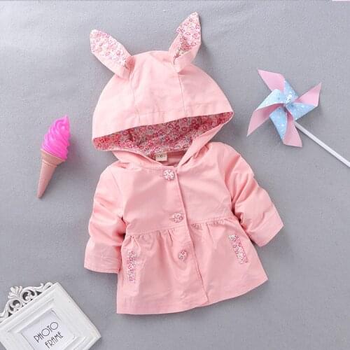 Hooded Baby Girls Coat 1-4 Years Kids Cotton Jacket Clothing For Girls Spring Autumn Manteau Fille Windbreaker
