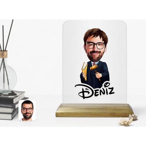 Personalized Men 'S Prevail Caricature Of Wooden Standing Frame Reliable Special Design Good Quality Surprise Dear Friend Gift office