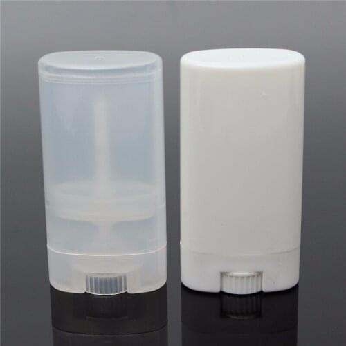 1000pcs 15g Plastic Empty DIY Oval Lip Balm Tubes Portable Deodorant Containers Clear White Lipstick Fashion Cool Lip Tubes