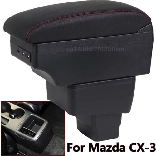 For mazda CX-3 Armrest 2018 For mazda 2 skyactiv version cx3 CX-3 Car Armrest Storage box car accessories Charging with USB
