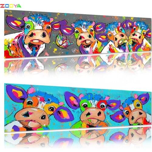 Full Drill 5D Diy Diamond Embroidery Cartoon Color Cow Diamond Painting Animal Rhinestone 3D Home Decoration Gift Picture Lx122