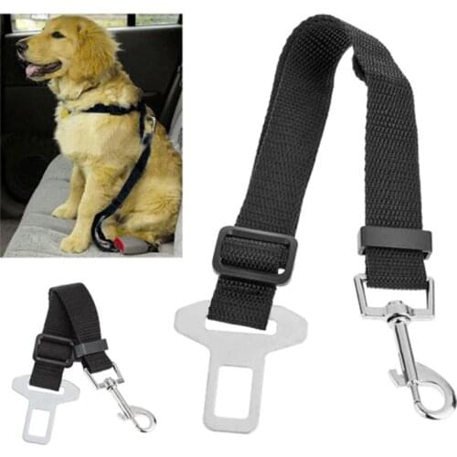 Hot Adjustable Pet Cat Dog Car Safety Belt Collars Pet Restraint Lead Leash Travel Clip Car Safety Harness For Most Vehicle