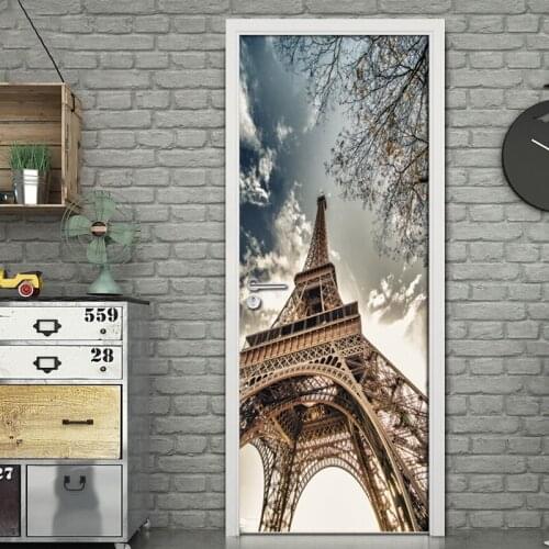 Retro Nostalgic Paris Tower Mural Wall Decorative 3D Wallpaper Living Room Bedroom Bathroom Door Sticker Self-adhesive 3D Mural
