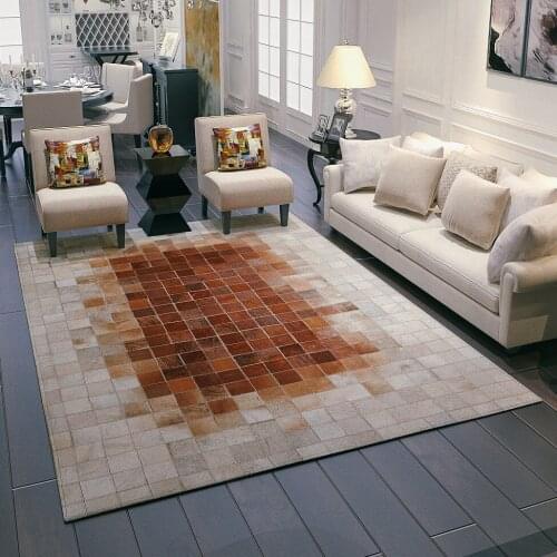 Luxury Cowhide Pathchwork Carpet Real Leather Cow Fur Rug Bedroom Study Villa Living Room Big Size Carpet Can Be Customized