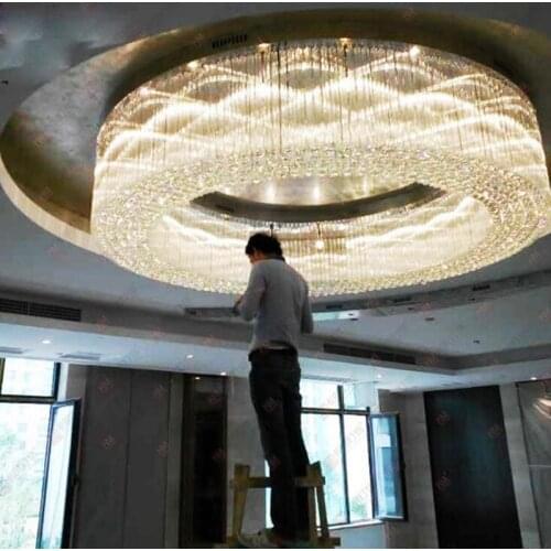 Luxury Hotel Lobby Hall Crystal Ceiling Lamp Large Hotel Project Light Round Crystal lighting fixture led lamps home ceiling led