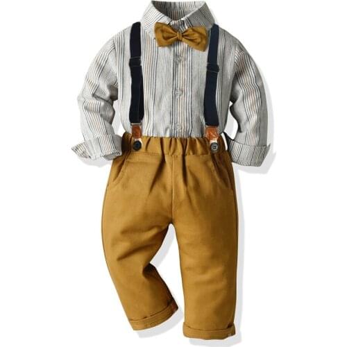 Toddler Children Clothes Autumn Summer Boys' Clothing Suit Casual Baby Boy Striped Shirt with Long Pants Ins Kids Clothing Set