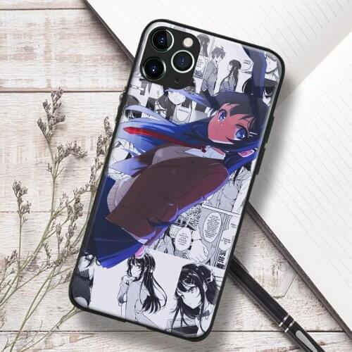 Sakurajima Mai Seishun Buta Anime Soft TPU Glass Phone Case for IPhone SE 6s 7 8 Plus X Xr Xs 11 12 Mini Pro Max Samsung