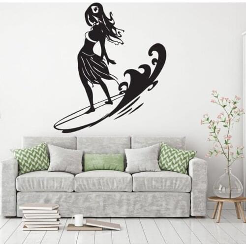 Surfing Girl Surf wall decals Surfer Surfboard Wall Sticker Surfing Sports Vinyl Decals Girls Bedroom Decoration Poster X784