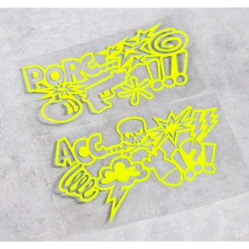 Car Styling Sticker Dirt Bike Graphics Helmet Decals for GP Rossi ACC Explosion Lightning Fluorescent Yellow