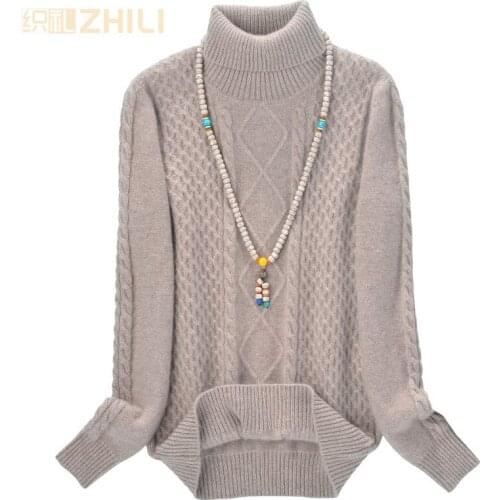 Women Sweater 100% Cashmere Knitted Sweater Winter Turtleneck Warm Sweaters for Ladies Pullvoer Hot Sale Goat Cashmere clothes