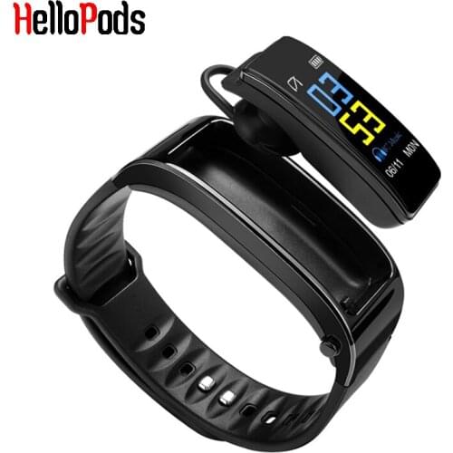 HelloPods Y3 Plus Smart Watch Band Wireless Bluetooth Earphone Health Tracker Pedometer Fitness Bracelet Wristband Headset