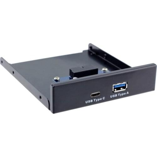 USB 3.0 Type-A & USB 3.1 Type-C USB-C Dual Port to Motherboard 20Pin Front Panel for 3.5" Floppy Bay