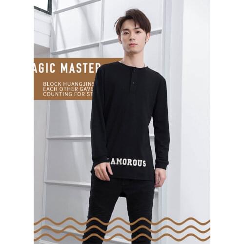 Spring and autumn new mid-length before and after the long round neck slender undershirt men Korean fashion exquisite Korean sty