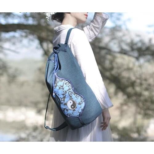 Top quality cotton&linen taoist gourd backpack tai chi taoism bags shaolin Monk bag kung fu martial arts bags black/blue/coffee