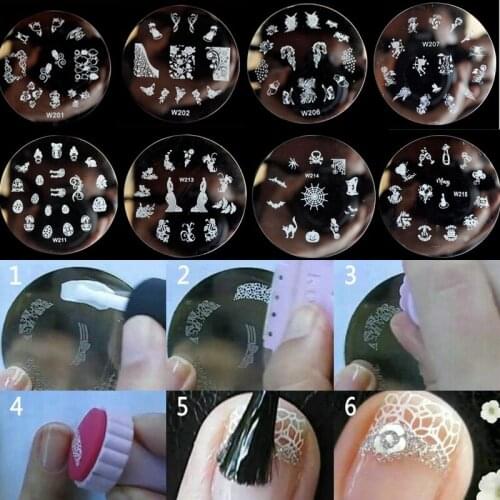 W Series 8pcs Metal nail art Stamping Image Konad Plate Print Nail Art Template