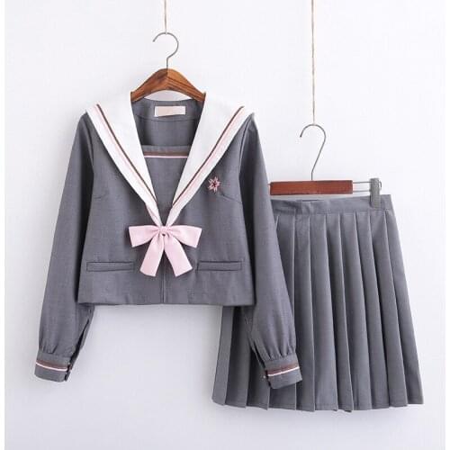 Japanese School Uniforms For Girls High-quality Tops+pleated Skirt+Tie Sailor JK Junior High School Students Uniforms C65157AD