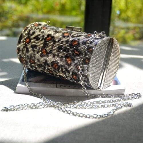 Fashion Long Chain Leopard Pattern Women Clutch Bag Free Shipping Female Evening Party Handbags Lady Shoulder Crossbody Purses