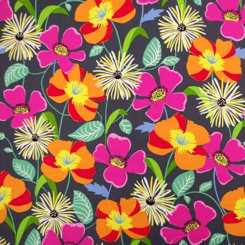 1 yard Cotton Woven Fabric for sewing pathwork, dress, cloth, bedding, hadmaking, Flowers and leaves (width=140cm)