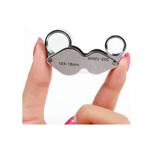 10 times magnifying glass 20 times folded metal jewelry identification tool geological mirror exploration inspection