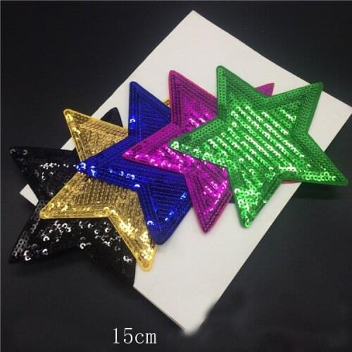 20pcs Star Colourful Sequins patch Hot melt adhesive clothing patches stripes applique embroidery Sequined DIY accessories