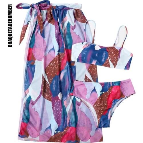 2021 Sexy Print Swimwear Bikini Set 3pcs/set Smock Bikinis Women Summer Bathing Suit Women Halter biquini Beach Wear Bikinis