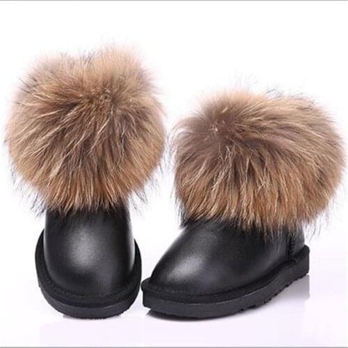 2020 Warm Women Snow Boots Fashion Ankle Boots Woman Genuine Leather Snow Boots Women 100% Natural Wool Winter Boots