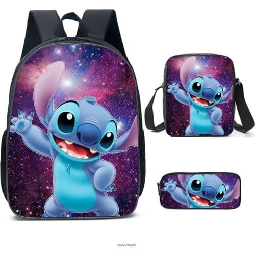 3pcs/Set Stitch Backpack For Boys Girls 16inch Primary School Bags For Kids