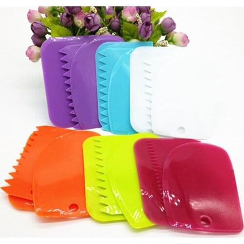 3Pc Baking Pastry Tools Plastic Dough Knife Icing Fondant Scraper Decorating Plain Smooth Jagged Edge Spatulas Cutters Cake Tool
