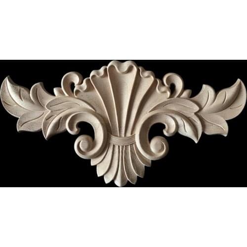 30*16cm Decorative Vintage Unpainted Wood Carved Corner Onlay Applique Frame for Home Furniture Wall Cabinet Door Decor Crafts