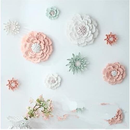 Three-dimensional wall stickers crafts, beautiful hibiscus, Dutch chrysanthemum, creative living room bedroom wall decoration