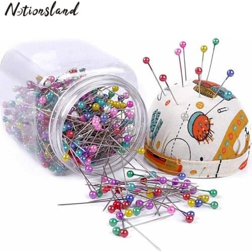 500pcs/Box Pins Sewing Patchwork Needles Dressmaking Pins Weddings Corsage Sewing Crafts with Pin Cushion Sewing Accessories