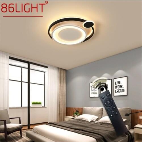 86LIGHT Round LED Ceiling Lights with Remote Control Dimmable 220V 110V Modern Decorative Fixtures For Home Living Room Bedroom