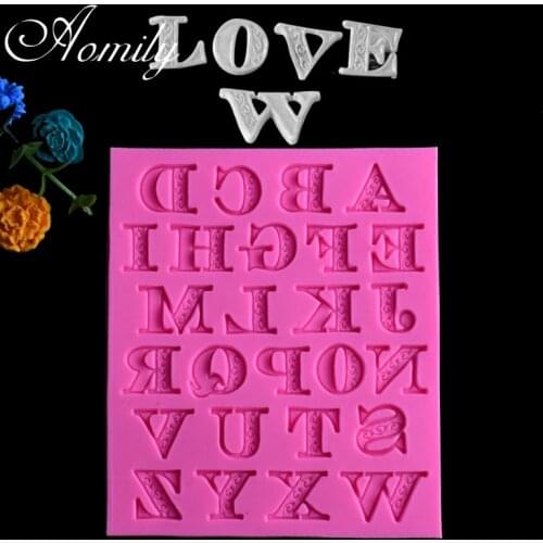 Aomily 3D Art Letters A-Z Silicone Molds Cake Chocolate Mold Wedding Cake Decorating Tools Fondant Sugarcraft Soap Baking Tools