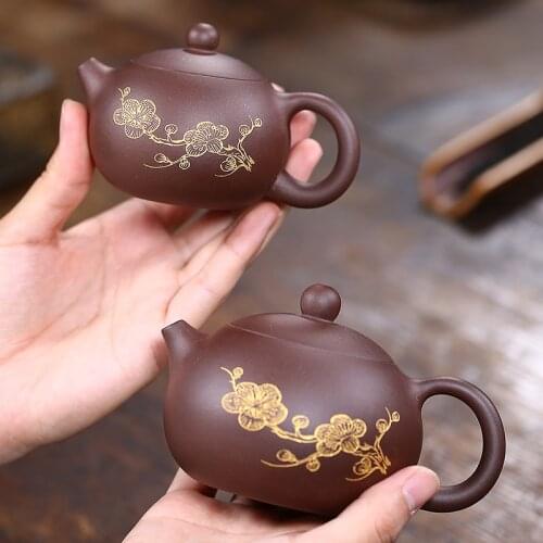 120ML/230ML Yixing Purple Clay Teapot Teaset Xi Shi Pot Raw Ore Purple Mud Kung Fu Zisha Tea Set Tea Ceremony Birthday Gift