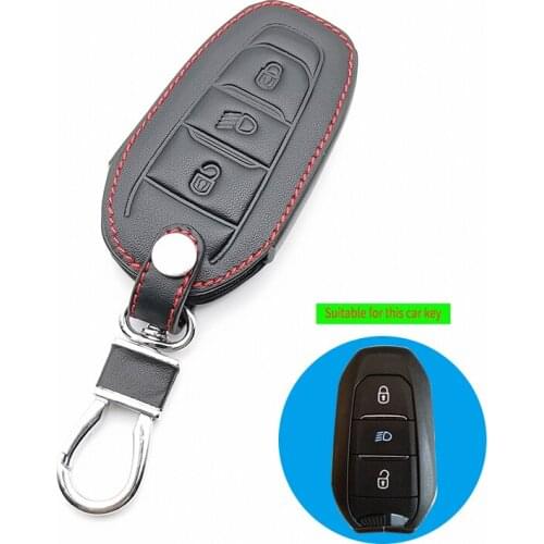 3Button Genuine Leather Car Key Cocer for Peugeot 3008 208 308 508 408 2008 Protective Carrying Case Holder Car Skin Accessories