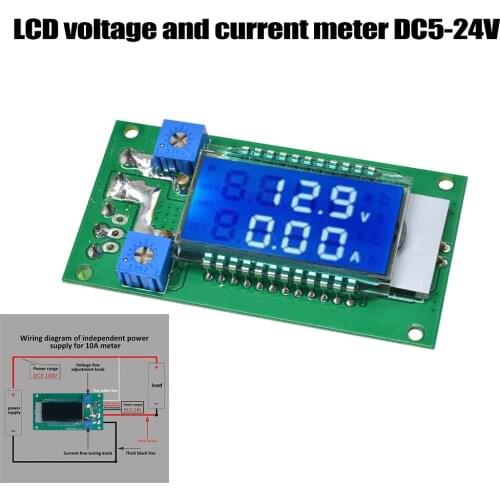 DC5-24V LCD Digital Voltmeter Ammeter 10A Amp Volt Voltage Current Meter Tester Detector For Motorcycle Car