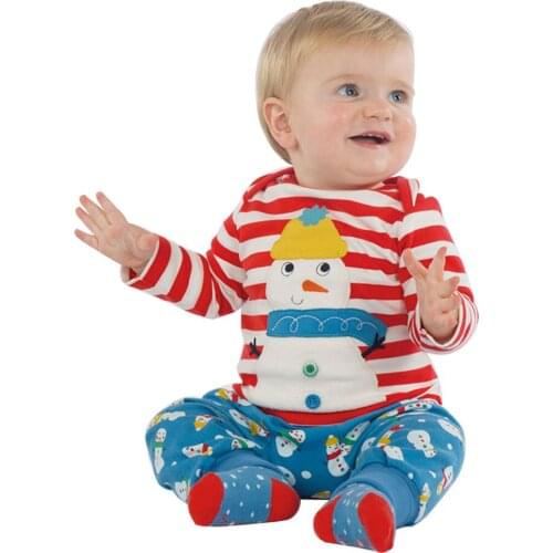 Jumping Meters Boys Tops Stripes Snowman Appliques Long Sleeve Clothes 2018 Brand Kids T-shirts Clothing Children Shirts Cotton