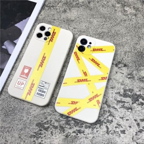 DHL Express soft Case For iPhone 11 12 Pro Max mini 7 8 6 6S Plus XR X XS MAX se Liquid silicon phone Cover illustration funda
