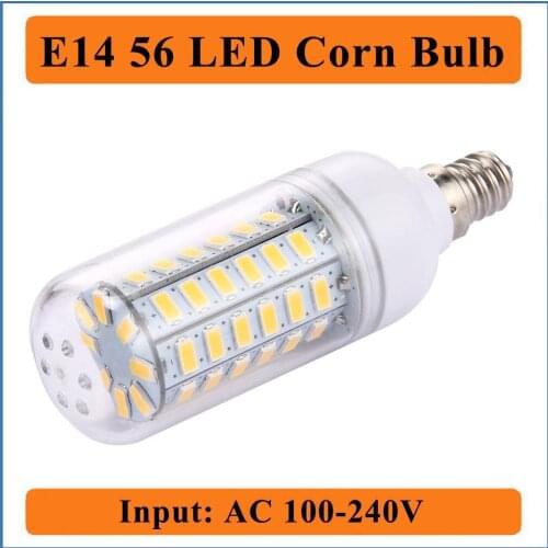E14 56 LEDs Corn Bulbs Light Input AC100-240V 56 Led Bulb Lamp Corn Light LED Lights Wall Lamp - 6000K Daylight White