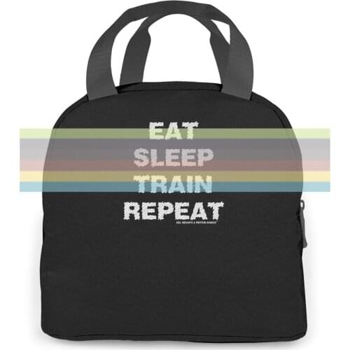 Eat Sleep Train Repeat MENS SWPS Birthday Workout Gymer Fitness Traininger Cheap Sale women men Portable insulated lunch bag
