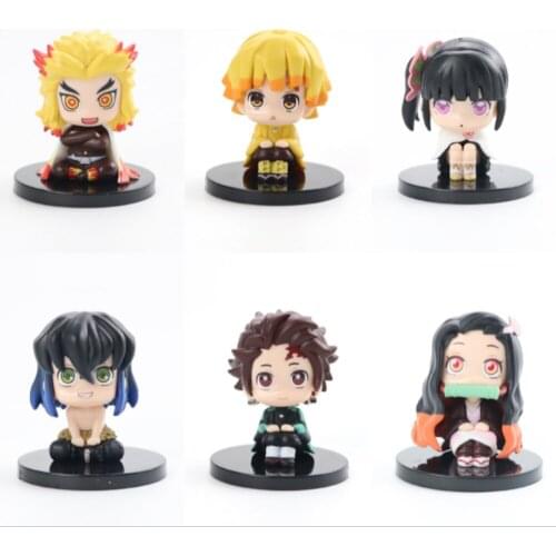 6PCS Kimetsu no Yaiba Demon Slayer Rengoku Kyoujurou Zenitsu Tsuyuri Kanao Tanjirou Nezuko Hashibira Inosuke PVC Action Figures