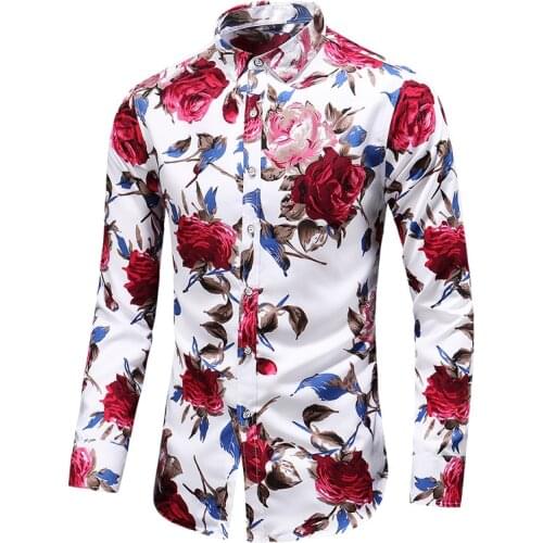 Hawaiian Beach Casual Floral Shirt For Man 2021 Autumn Spring Clothes Shirt Men Long Sleeves Big Size M-5XL 6XL 7XL