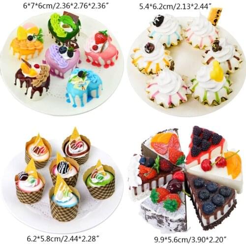 6pcs Realistic Artificial Simulation Cake Ice Cream Dessert Bakery Window Food Display Photo Prop Home Decoration