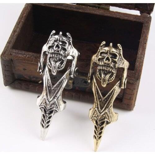 2021 Knuckle Ring Gothic Personality Skull Jewelry Antique Vintage Bronze Punk Cosplay Full Finger Rings Long Hollow Fashion