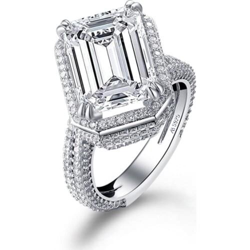 Vintage 100% 925 Sterling Silver Created Moissanite Anniversary Rings For Women High Quality Sparkling Fine Jewelry Gift