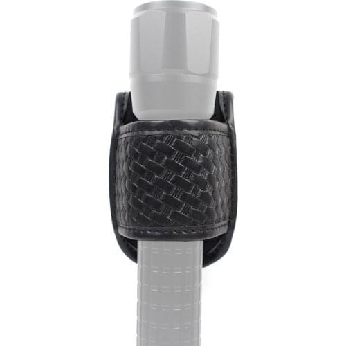 Basketweave Open Top Compact Light Holder, Police Duty Belt Accessories-Flashlight Pouch Holster Fits Standard D Cell Flashlighs