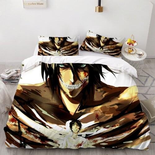 Attack on Titan/Attacking Giant Bedding Set 2/3 Pieces Japan Anime Cartoon Soft Duvet Cover Kids Bed Quilt Cover Bed Cover Set